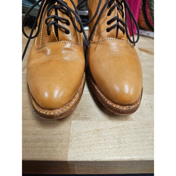 Oak Tree Farms Tan Rustic Leather Lace Up Victorian Style Shoes size 9.5 - Picture 6 of 10